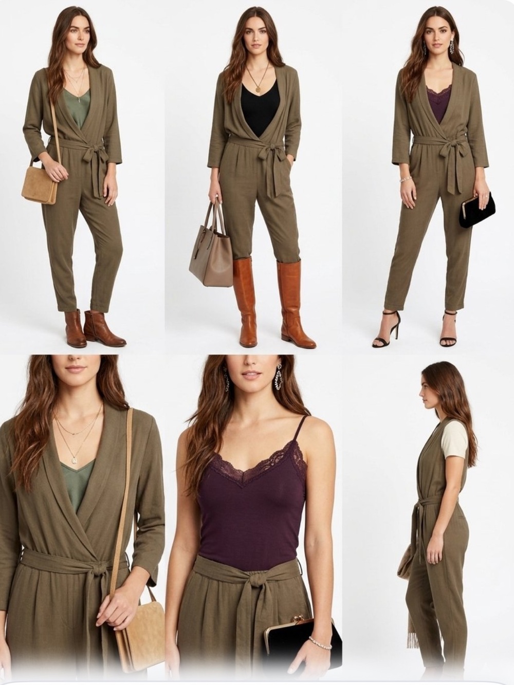 Black Crane Jumpsuit in the shade Mocha Self tie belt 100% Cotton